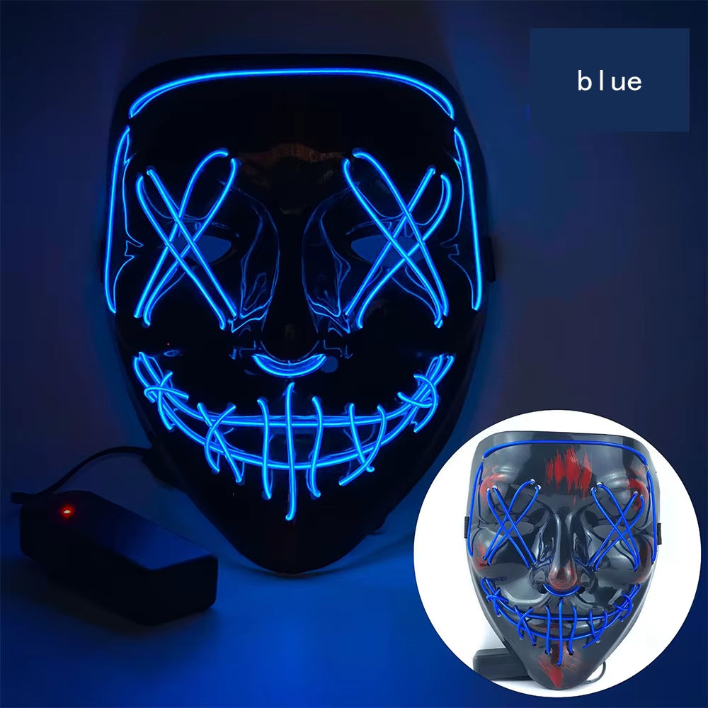 Neon Horror LED Mask – Glow-in-the-Dark Halloween Masquerade