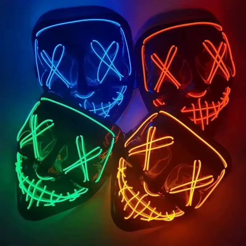 Neon Horror LED Mask – Glow-in-the-Dark Halloween Masquerade