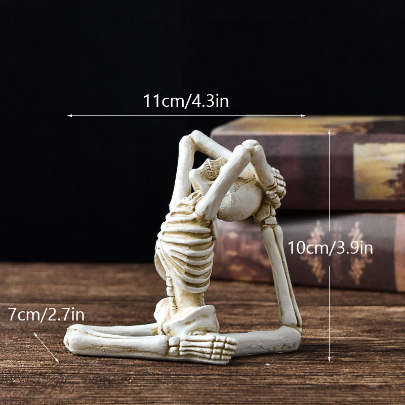 Yoga Skeleton Resin Statues – Gothic Halloween Horror Figurines for Desk & Decor