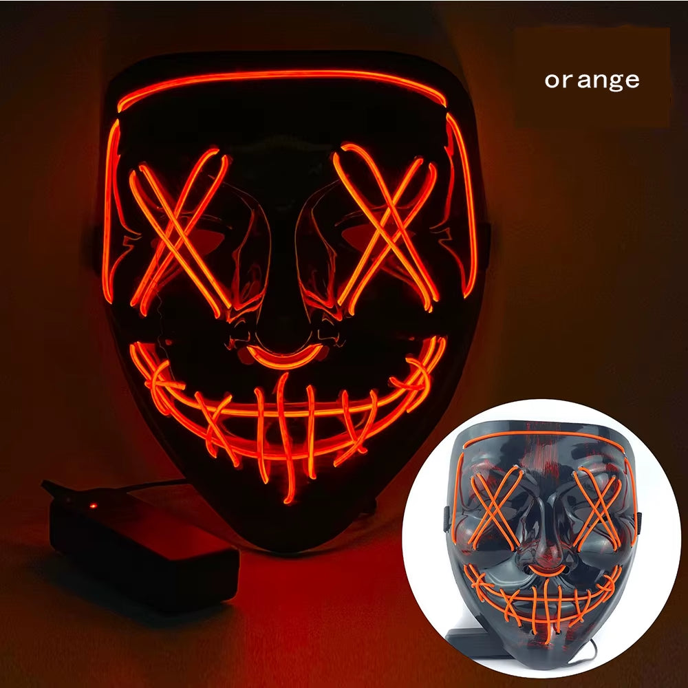 Neon Horror LED Mask – Glow-in-the-Dark Halloween Masquerade