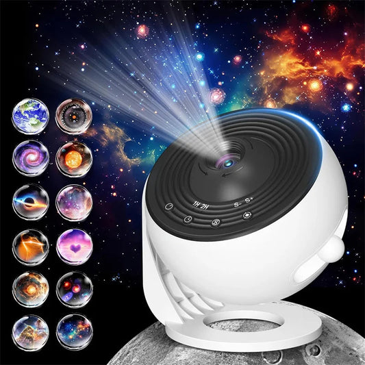 12-in-1 Galaxy Projector Planetarium | 360° Rotating LED Night Light Starry Sky Projector with HD Lens