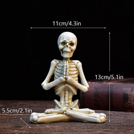 Yoga Skeleton Resin Statues – Gothic Halloween Horror Figurines for Desk & Decor