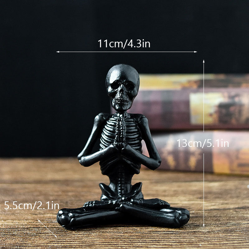 Yoga Skeleton Resin Statues – Gothic Halloween Horror Figurines for Desk & Decor