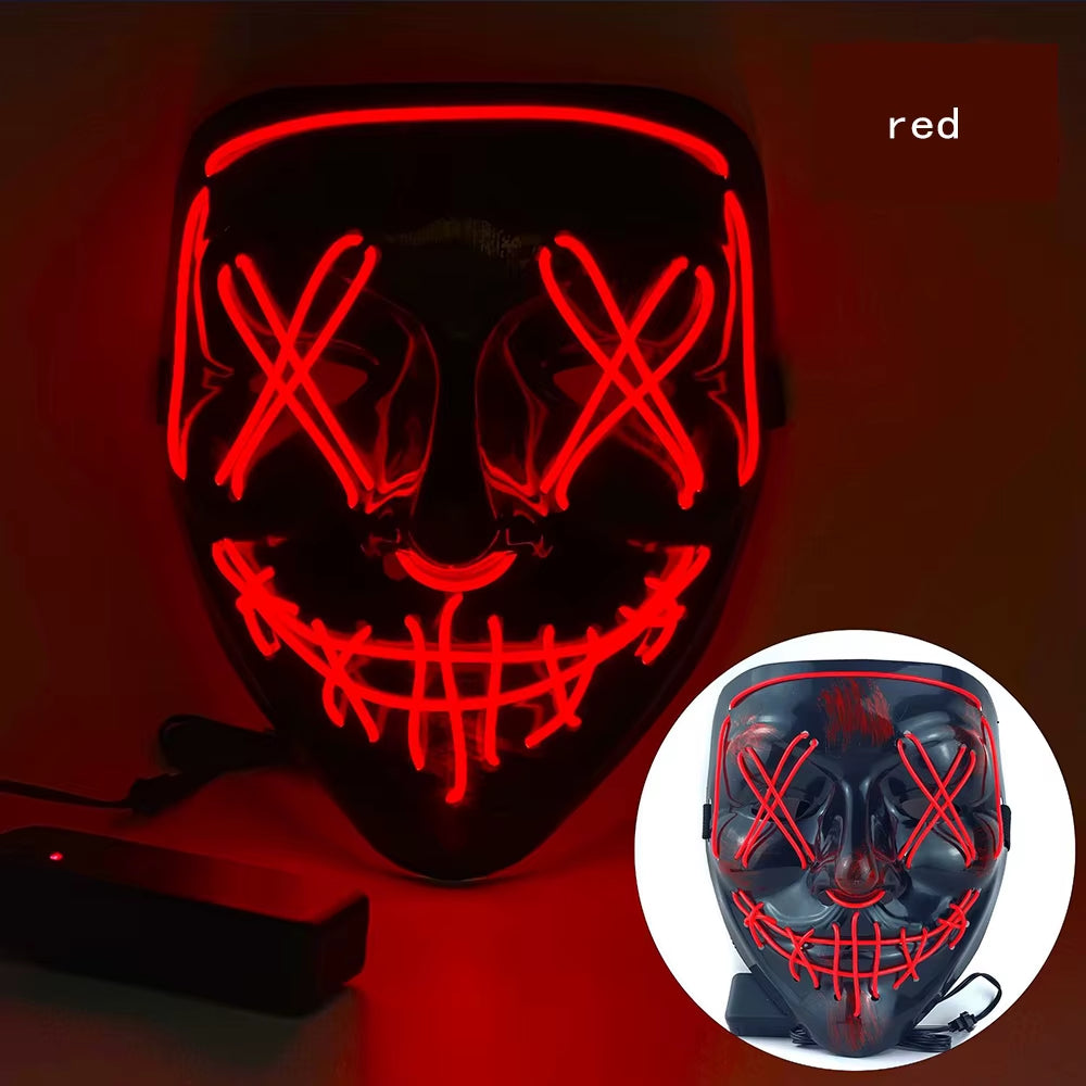 Neon Horror LED Mask – Glow-in-the-Dark Halloween Masquerade