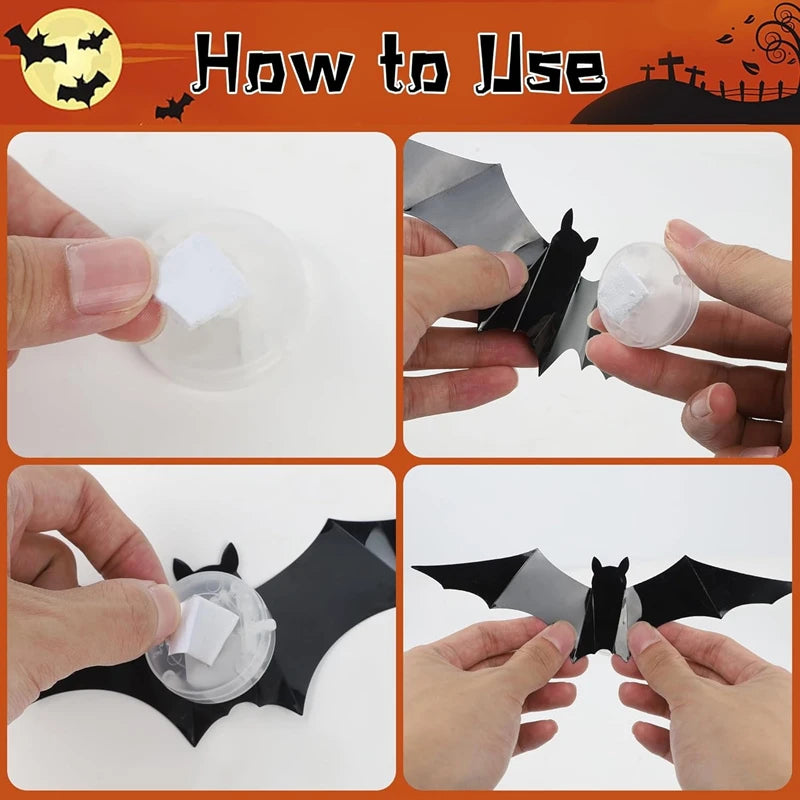 3D LED Bats & Spider Decor – Glow-in-the-Dark Halloween Wall Lights
