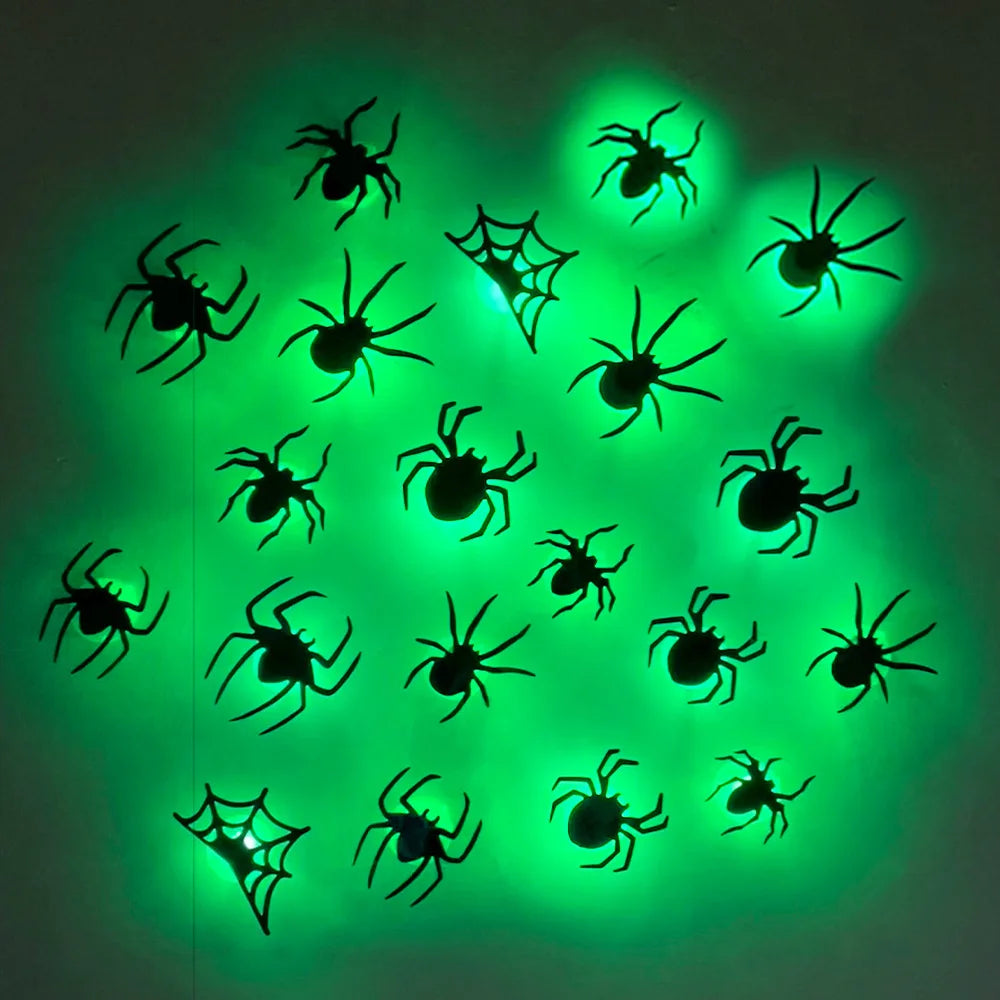 3D LED Bats & Spider Decor – Glow-in-the-Dark Halloween Wall Lights