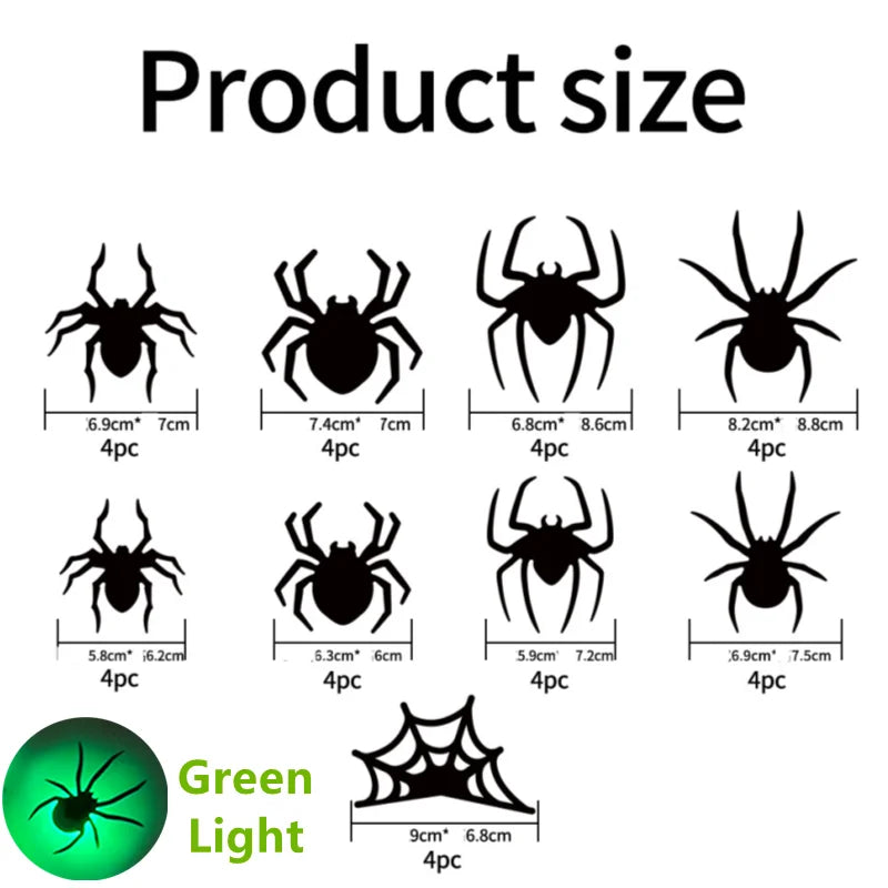 3D LED Bats & Spider Decor – Glow-in-the-Dark Halloween Wall Lights