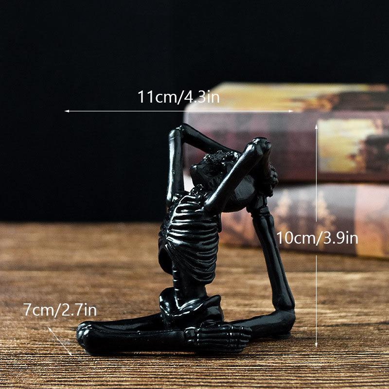 Yoga Skeleton Resin Statues – Gothic Halloween Horror Figurines for Desk & Decor
