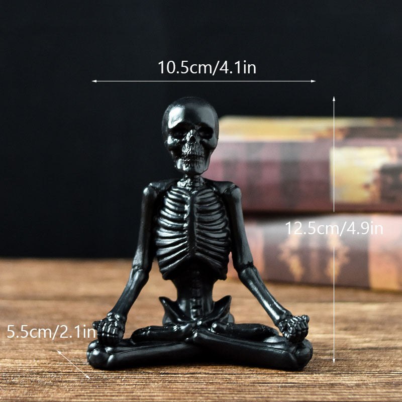 Yoga Skeleton Resin Statues – Gothic Halloween Horror Figurines for Desk & Decor