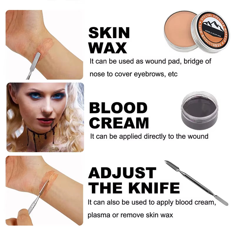 Halloween Special Effects Kit – SFX Scar Wax & Blood Makeup