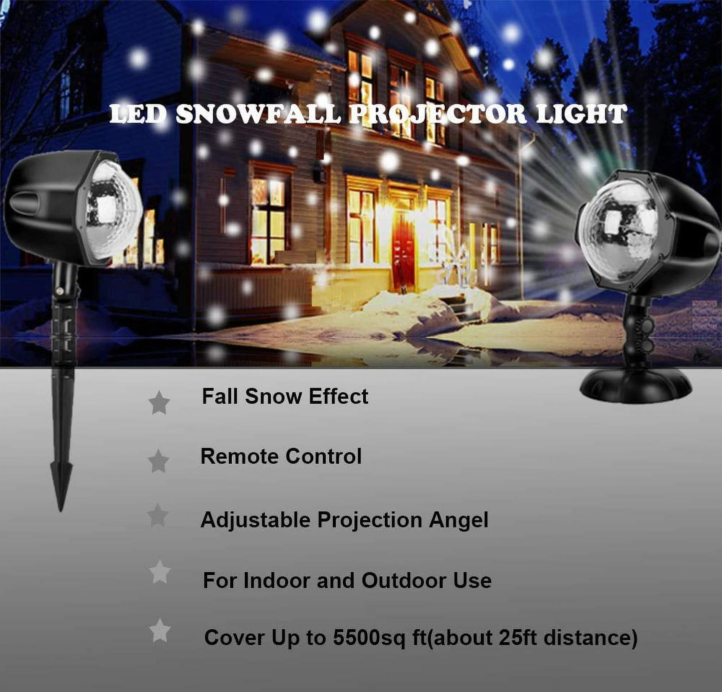 LED Snowfall Projector Lights with Wireless Remote