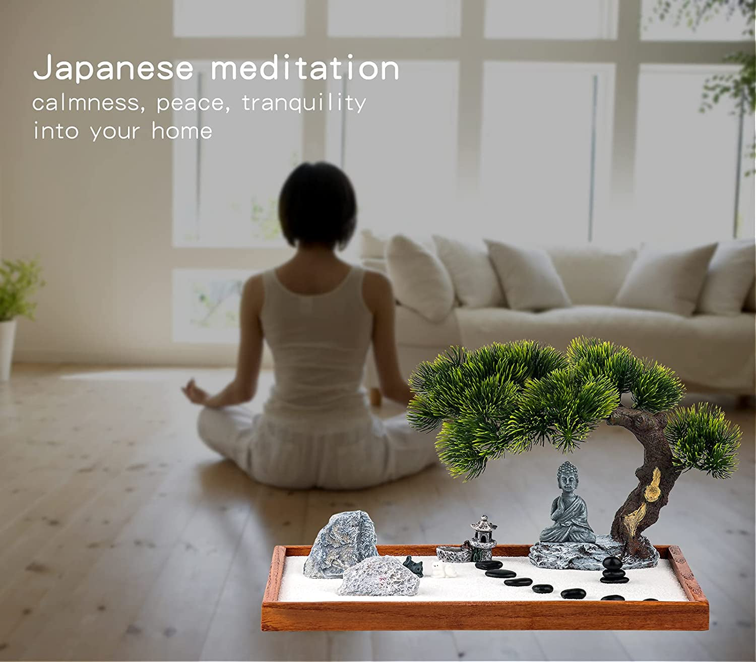 Zen Garden Kit for Desk – Mini Meditation Set with Buddha Accessories