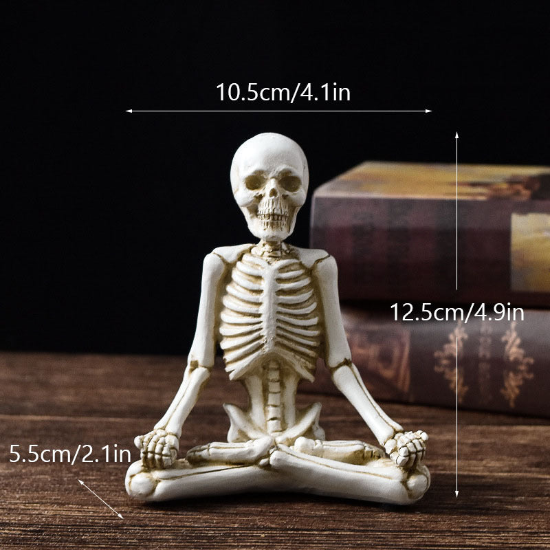 Yoga Skeleton Resin Statues – Gothic Halloween Horror Figurines for Desk & Decor