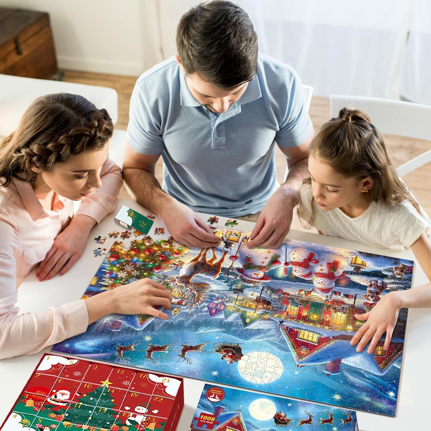 Premium 24-Day Puzzle Advent Calendar | 1008 Pieces Santa's Arctic Village Christmas Countdown