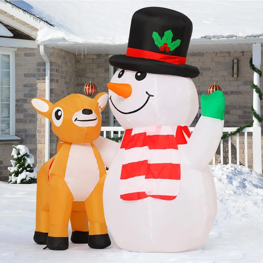 5.2 FT LED Snowman Inflatable with Built-In LED Lights | Premium Waterproof Christmas Inflatable for Outdoor Yard Decorations 