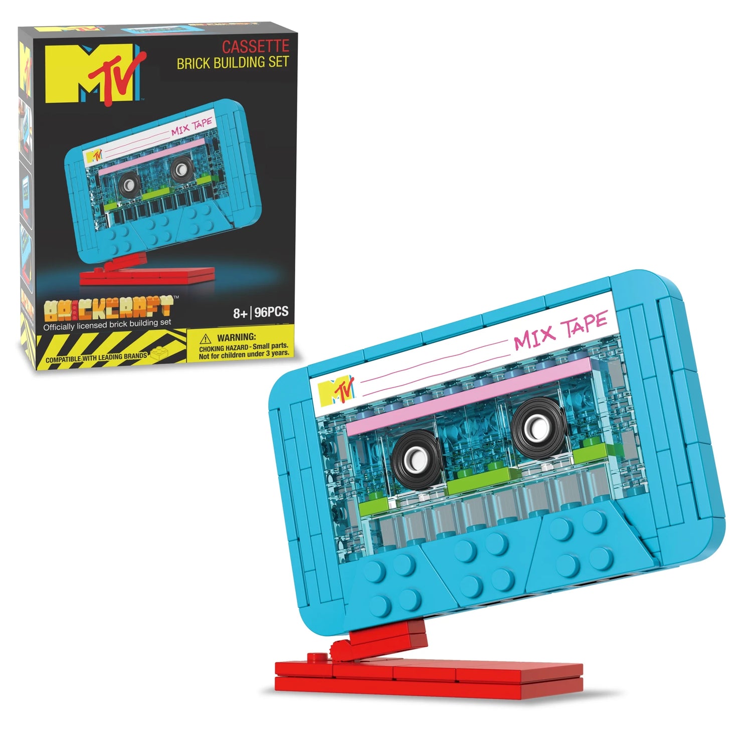 MTV Cassette Brick Set – 96pc Retro Buildable Mix Tape Display Kit