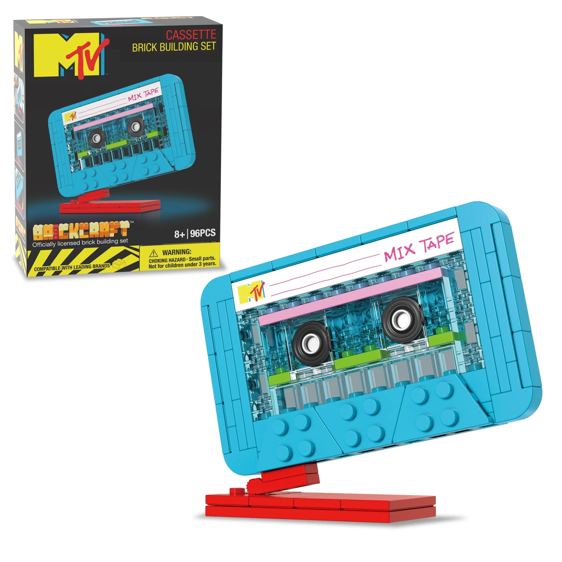 MTV Cassette Brick Set – 96pc Retro Buildable Mix Tape Display Kit