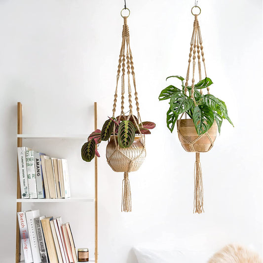 Macrame Plant Hanger – Boho Jute Rope Hanging Planter Basket