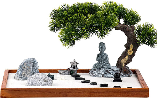 Zen Garden Kit for Desk – Mini Meditation Set with Buddha Accessories