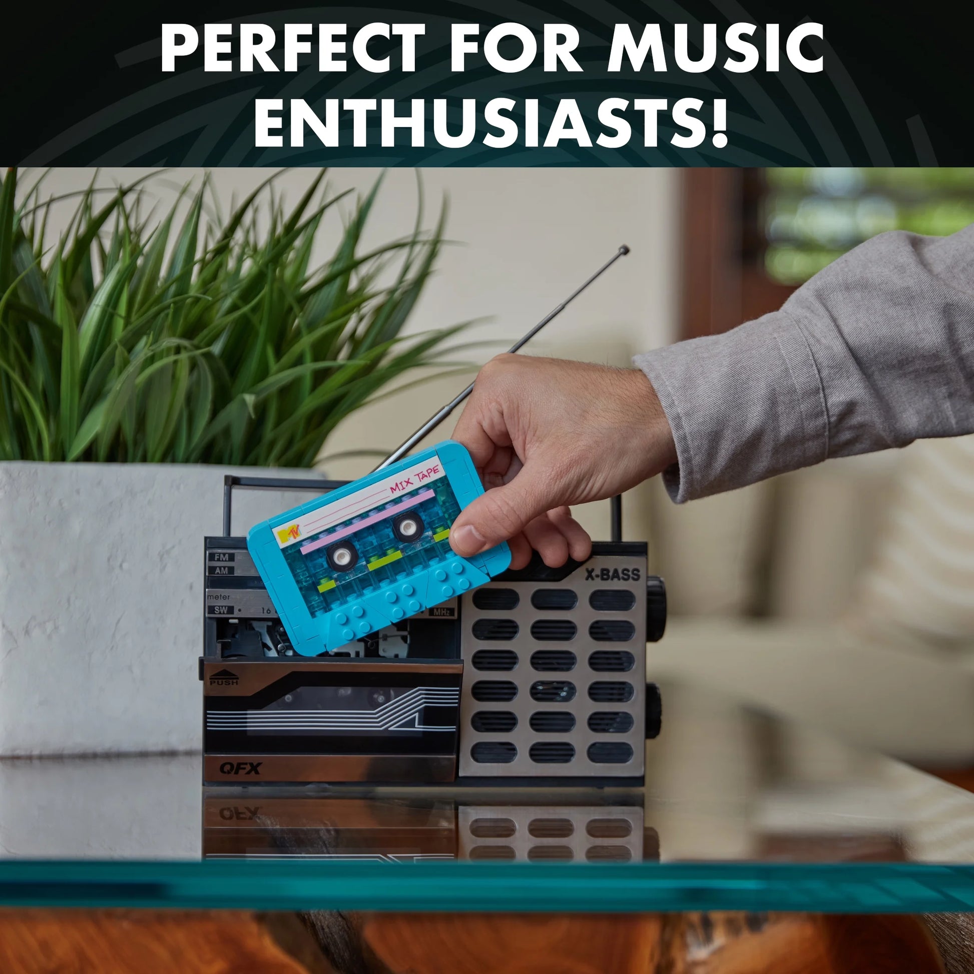 MTV Cassette Brick Set – 96pc Retro Buildable Mix Tape Display Kit