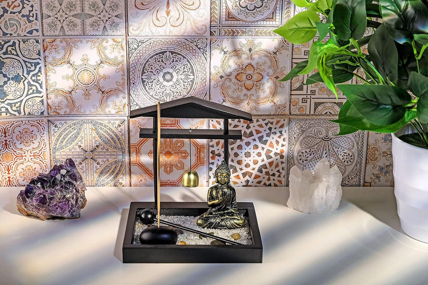 Zen Meditation Set – Buddha Statue, Crystal Kit & Incense Tray for Mindful Living
