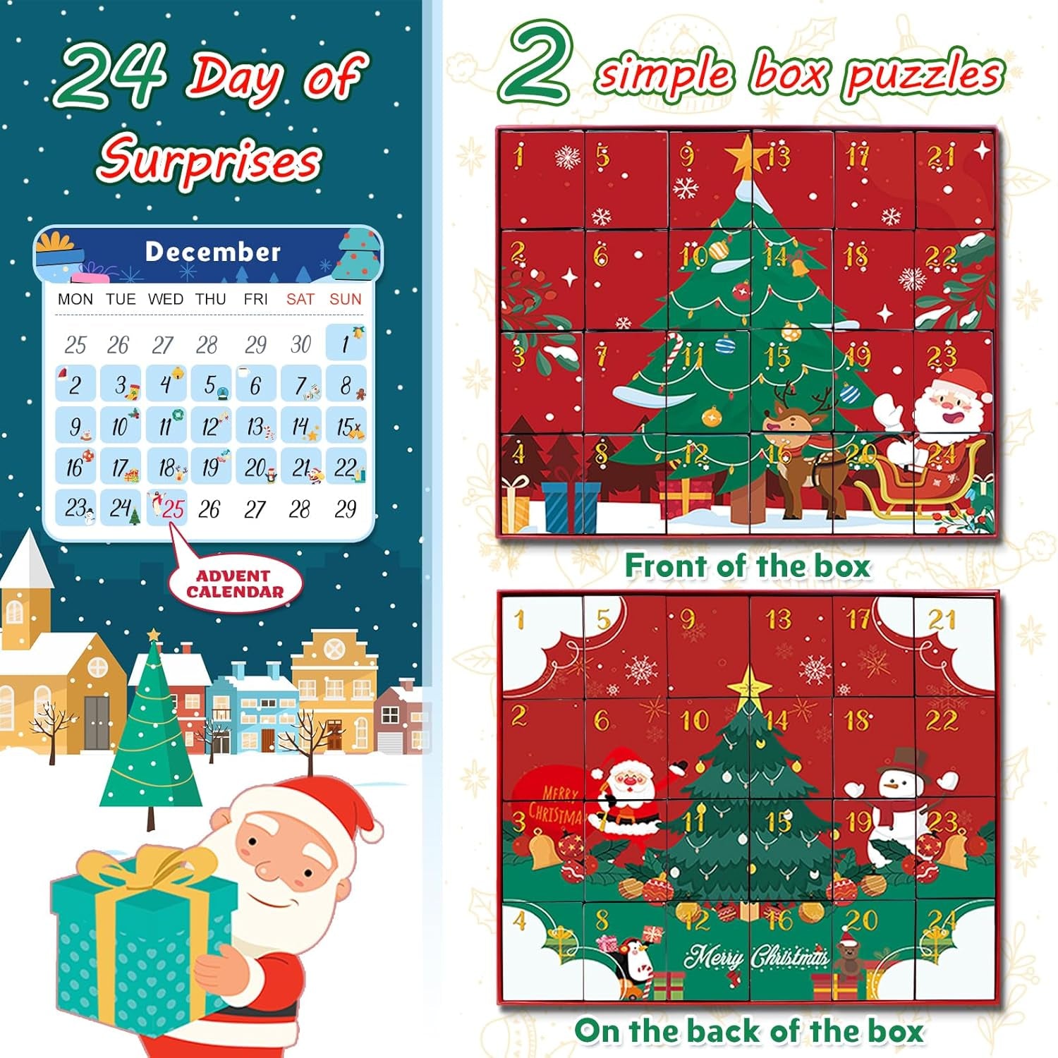 Premium 24-Day Puzzle Advent Calendar | 1008 Pieces Santa's Arctic Village Christmas Countdown