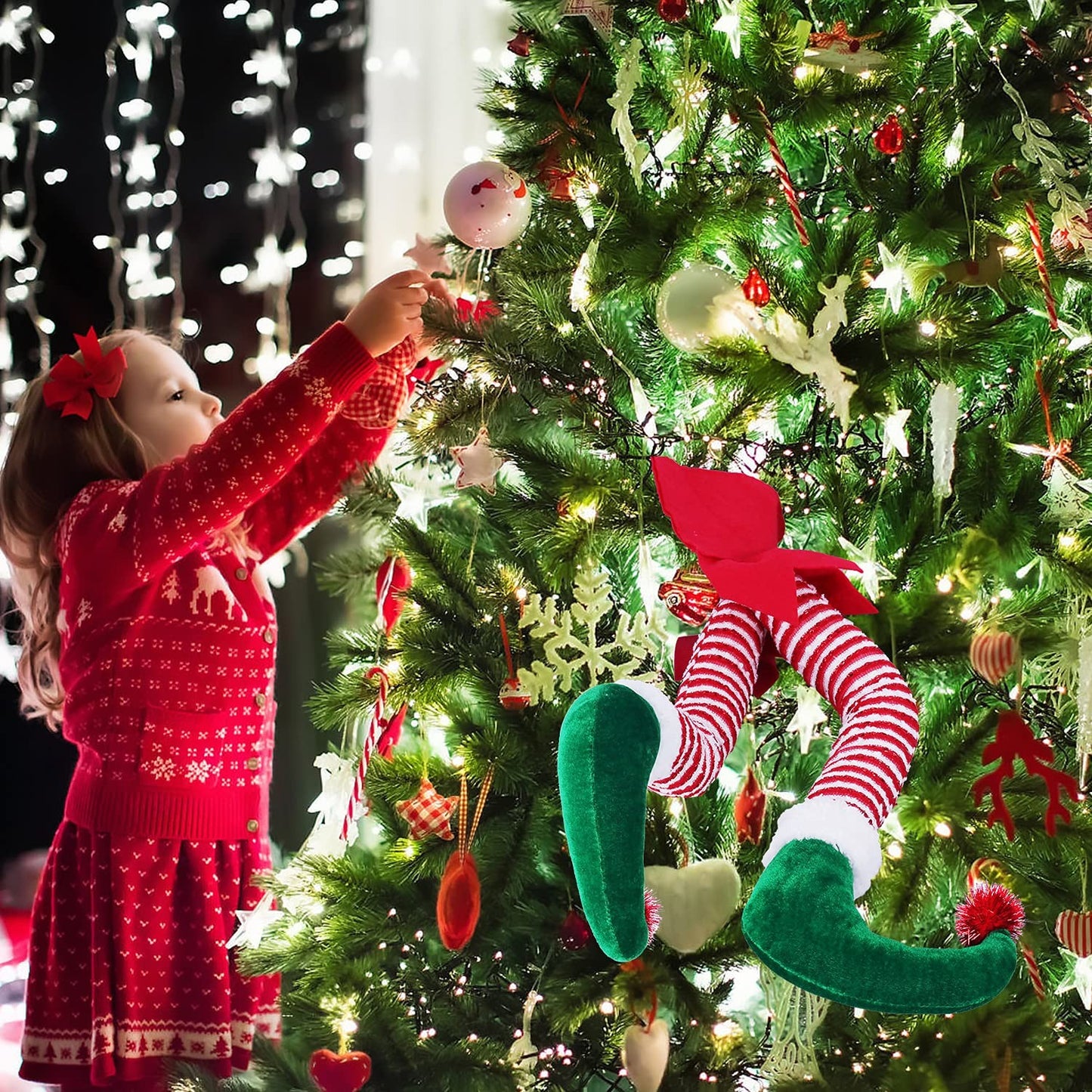 Funny Elf Legs Christmas Tree Decoration | Soft Plush Stocking Stuffer Elf Props for Holiday Party & Tree Decor