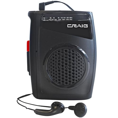 CS2304 Retro Cassette Player & Recorder with AM/FM Radio + Earphones