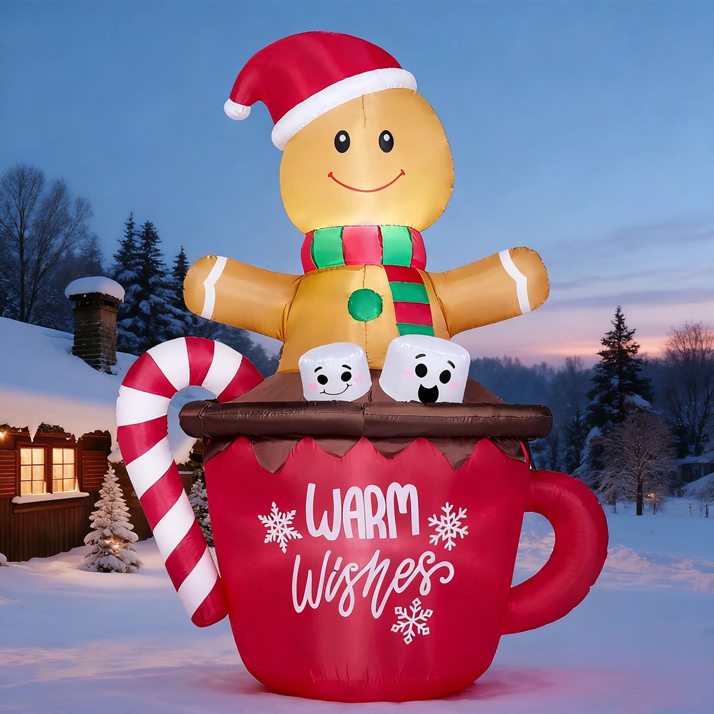 5 FT Gingerbread Man Inflatable with Built-In LED Lights | Charming Outdoor Christmas Decoration for Yard, Garden & Holiday Party