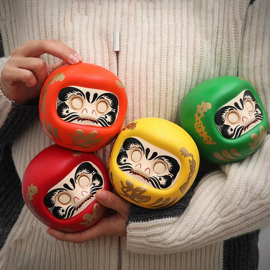 Japanese Ceramic Daruma Statue – Lucky Charm Money Box & Feng Shui Home Decor