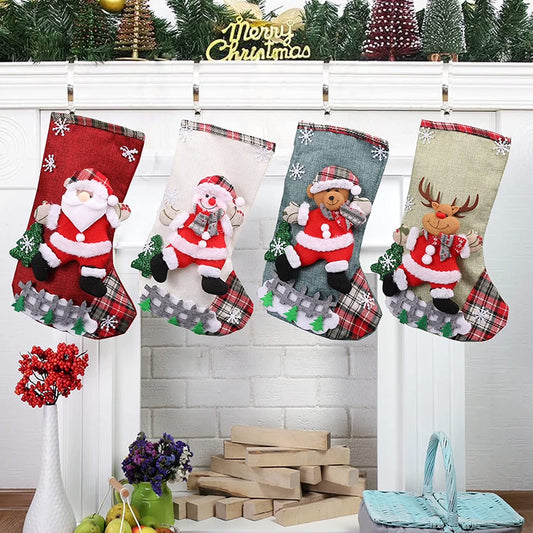 4-Piece 18-Inch Christmas Stockings Set | Personalized Festive Designs for Fireplace, Tree & Holiday Home Decoration