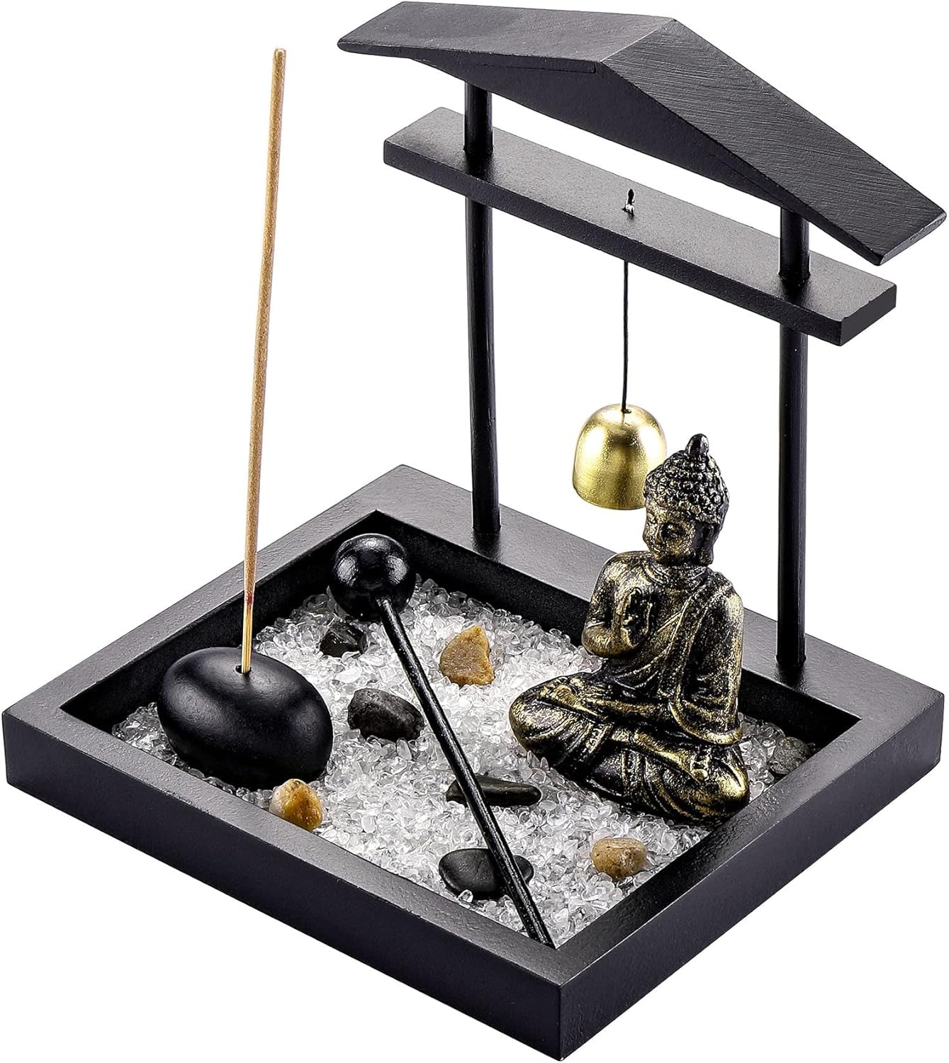 Zen Garden Meditation Set – Buddha Statue, Crystals, Incense Holder & Tray for Calm Living